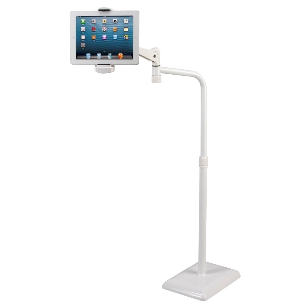 Height-Adjustable Tablet Floor Stand with 360° Gooseneck, White - Image 2