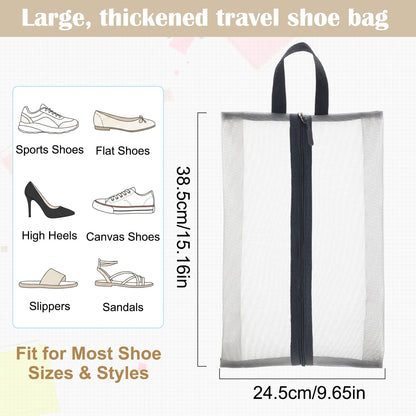 Breathable Nylon Shoe Bags with Zipper, 5-Pack Travel and Gym Pouches, 15.2 x 9.6 in - Image 2