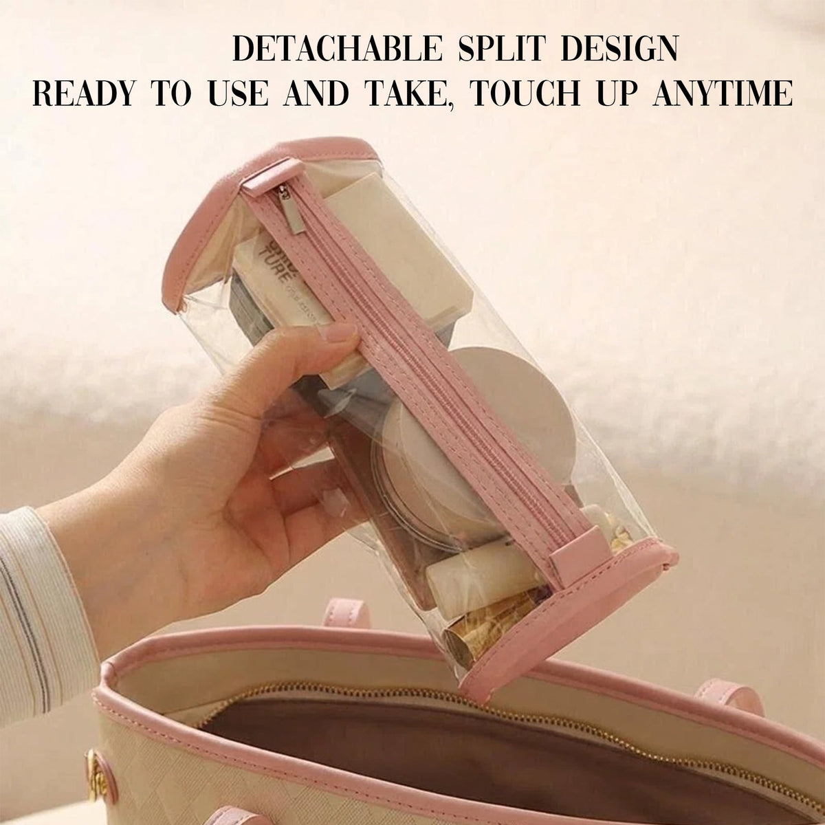 Expandable 4-in-1 Makeup and Toiletry Bag with Detachable Pockets, Pink - Image 5