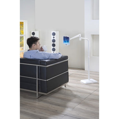 Height-Adjustable Tablet Floor Stand with 360° Gooseneck, White - Image 4