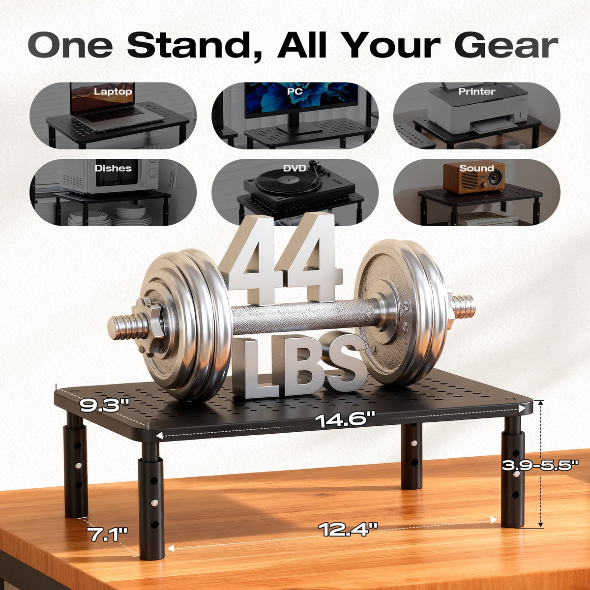 Metal Monitor Stand Risers, 2-Pack with 3 Adjustable Heights and Vented Platform - Image 4