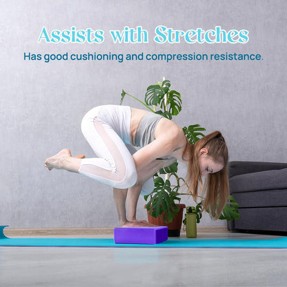 Yoga Blocks, Set of 2 High-Density EVA Foam, 4 x 6 x 9 in, Purple - Image 6