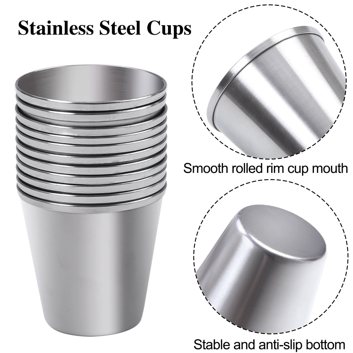 Stainless Steel Shot Glasses, 1.5 oz, Set of 12 Unbreakable Metal Cups - Image 5