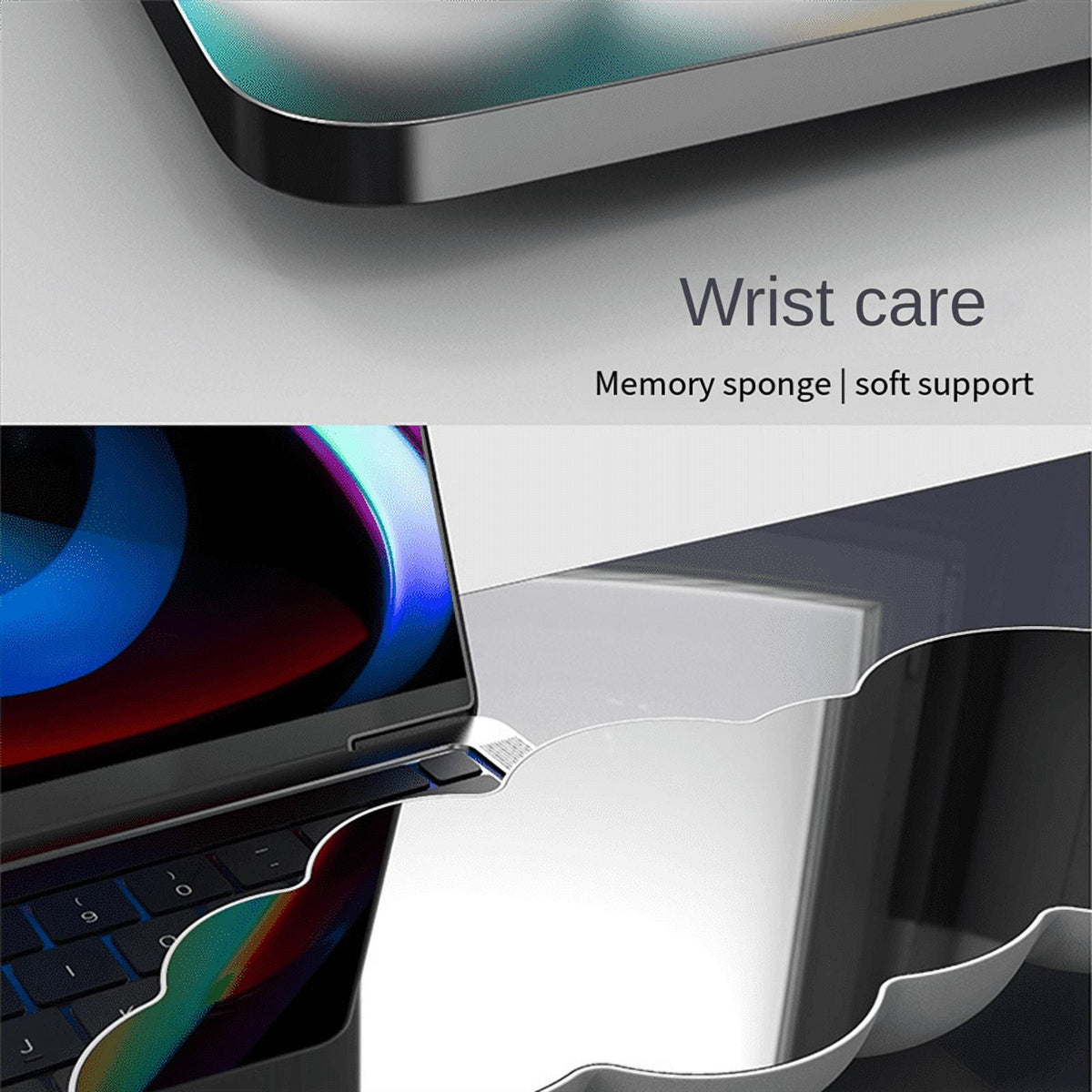 Cloud-Shaped Keyboard Wrist Rest, Memory Foam with PU Leather Cover, White - Image 3