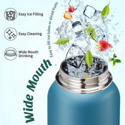 Insulated Water Bottle, 40 oz Stainless Steel with Straw Lid, Spout Lid and Boot - Image 5