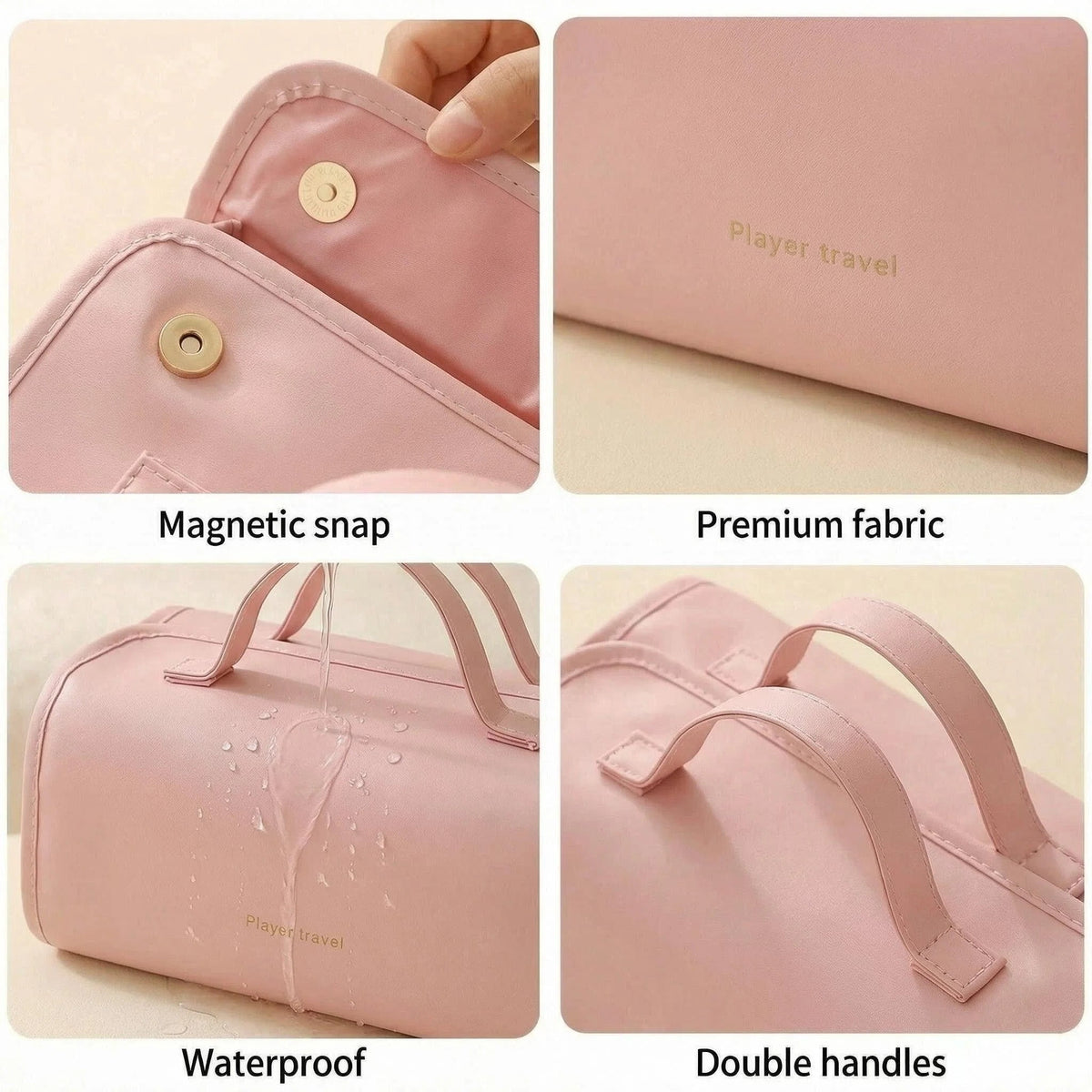Expandable 4-in-1 Makeup and Toiletry Bag with Detachable Pockets, Pink - Image 2