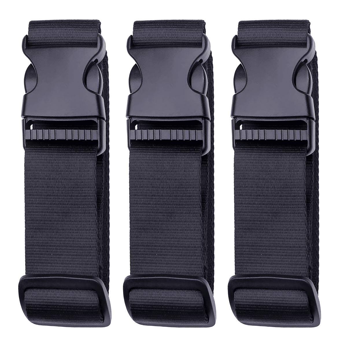Adjustable Luggage Connector Straps, 3-Pack Heavy-Duty Nylon Suitcase Belts, Black - Image 4