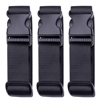 Adjustable Luggage Connector Straps, 3-Pack Heavy-Duty Nylon Suitcase Belts, Black - Image 4