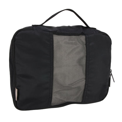 Compression Packing Cubes, 4-Piece Nylon Set with Expandable Mesh-Front Zippers, Black - Image 4
