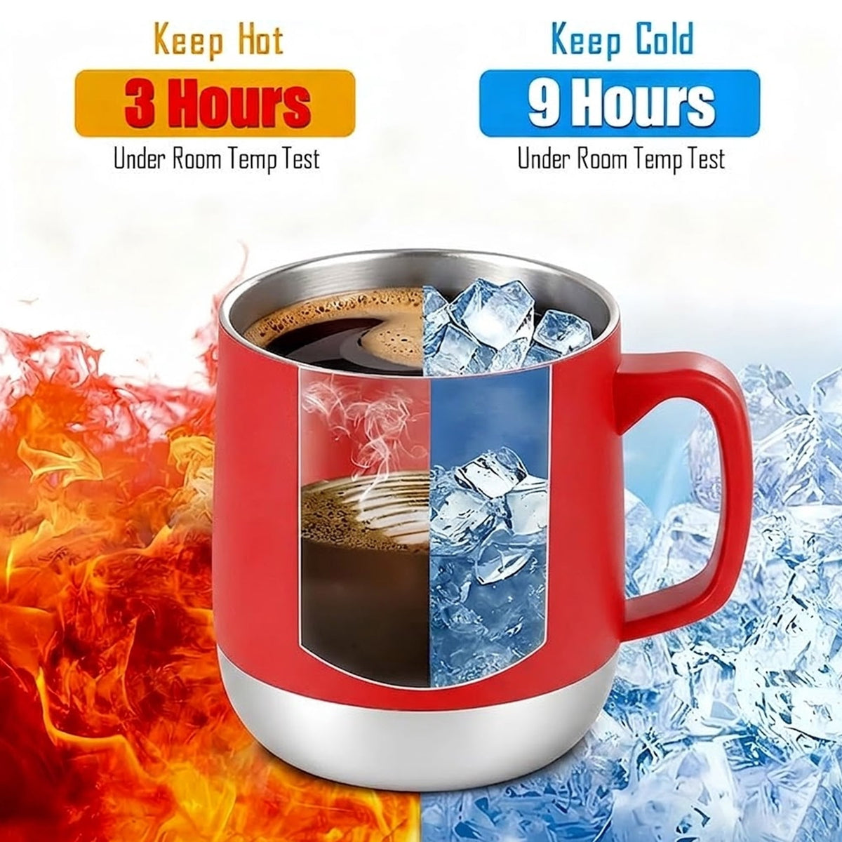 Insulated Stainless Steel Coffee Mug with Handle and Press-In Lid, 16 oz, Blue - Image 5