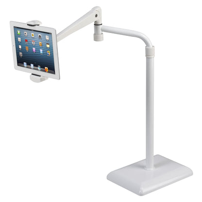 Height-Adjustable Tablet Floor Stand with 360° Gooseneck, White