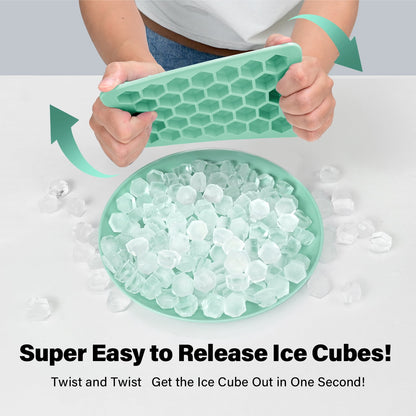 Mini Hexagonal Ice Cube Tray with Lid, Bin and Scoop, Green - Image 6