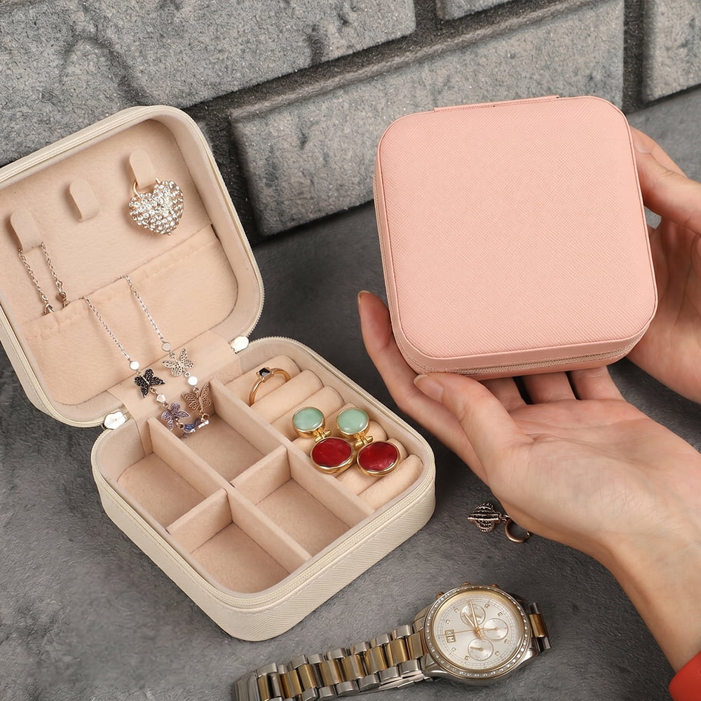 Mini Jewelry Organizer Cases, 3-Pack Travel Boxes in Pink, Black and White - Image 3