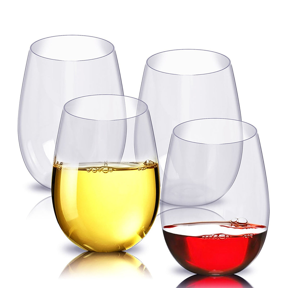 Shatterproof Plastic Wine Glass, 480 ml Egg-Shaped Stemmed Cup, Clear - Image 2