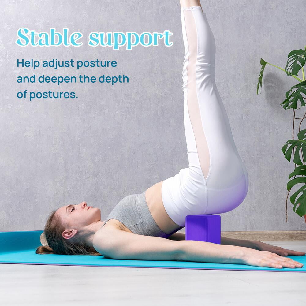 Yoga Blocks, Set of 2 High-Density EVA Foam, 4 x 6 x 9 in, Purple - Image 3