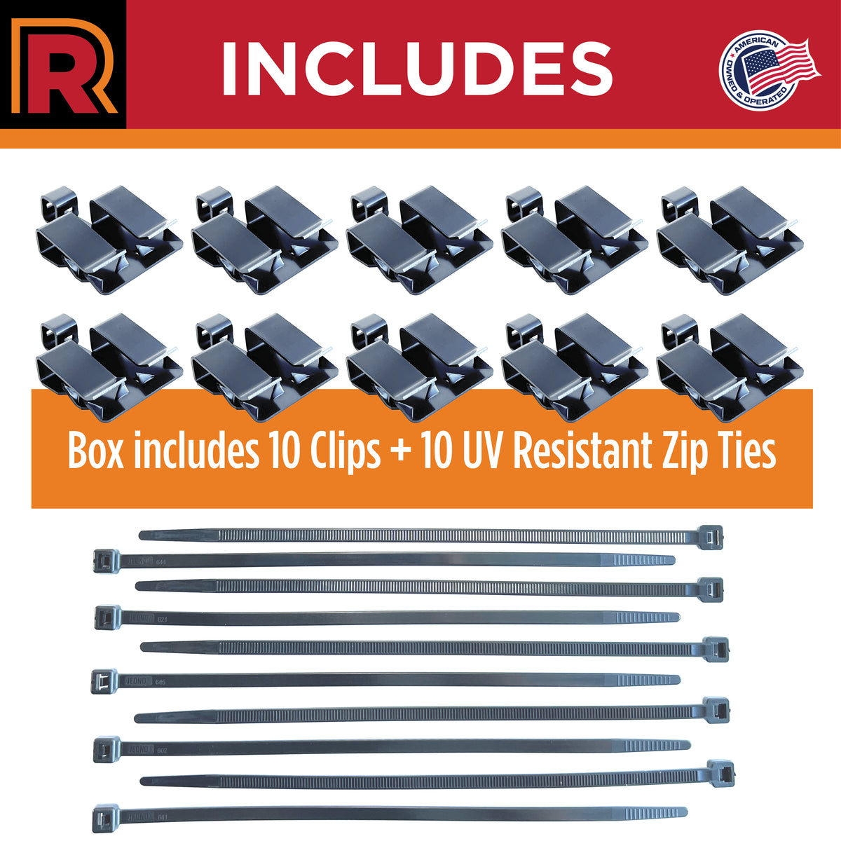 Aluminum Roof Cable Clips for Asphalt Shingles, 10 Clips with 10 UV-Resistant Zip Ties - Image 2