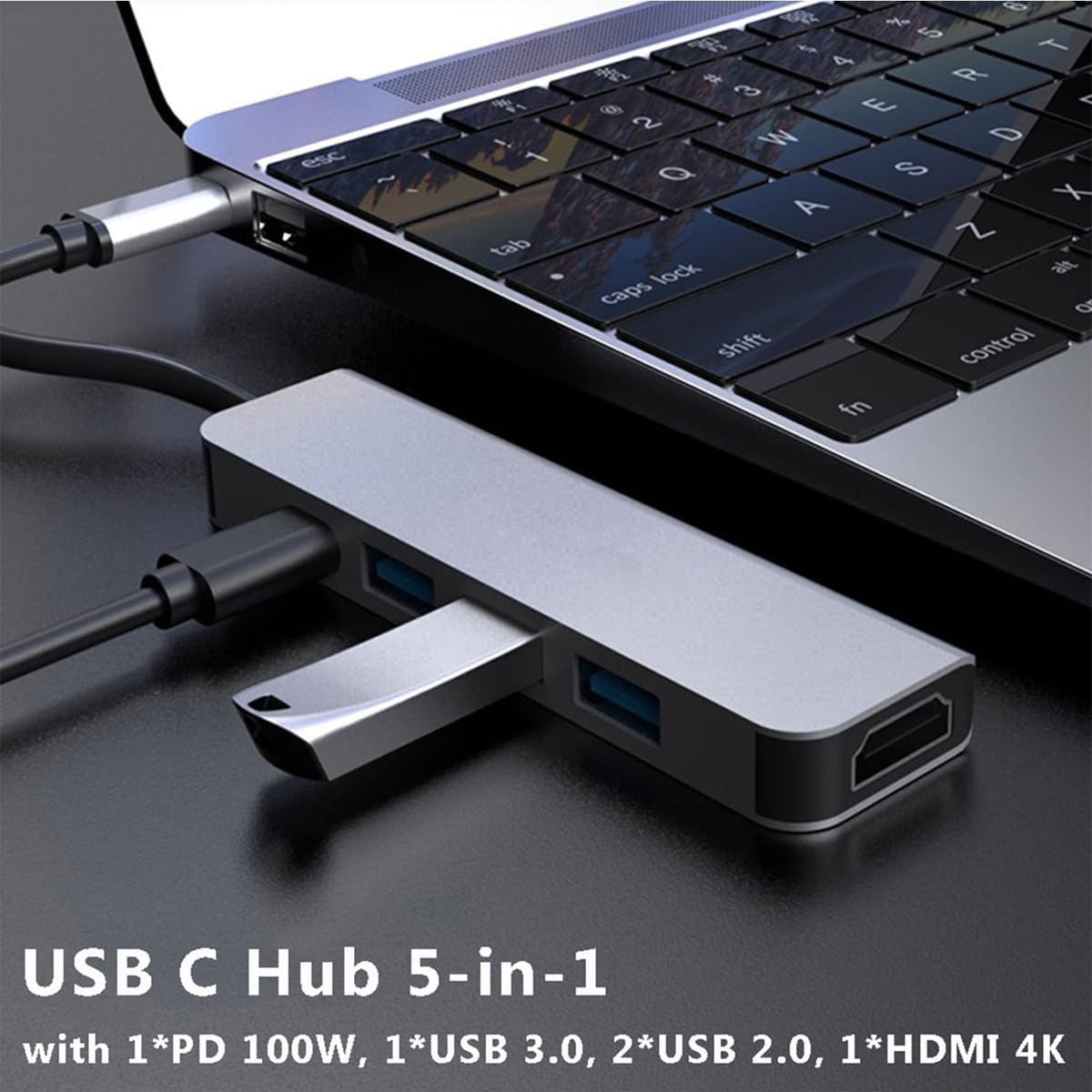 USB-C Hub 5-in-1 with 4K HDMI, 3 USB 3.0 Ports and 100 W Power Delivery - Image 4