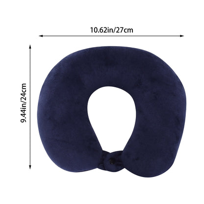 Memory Foam Travel Neck Pillow with Washable Cover and Adjustable Strap, Black - Image 5