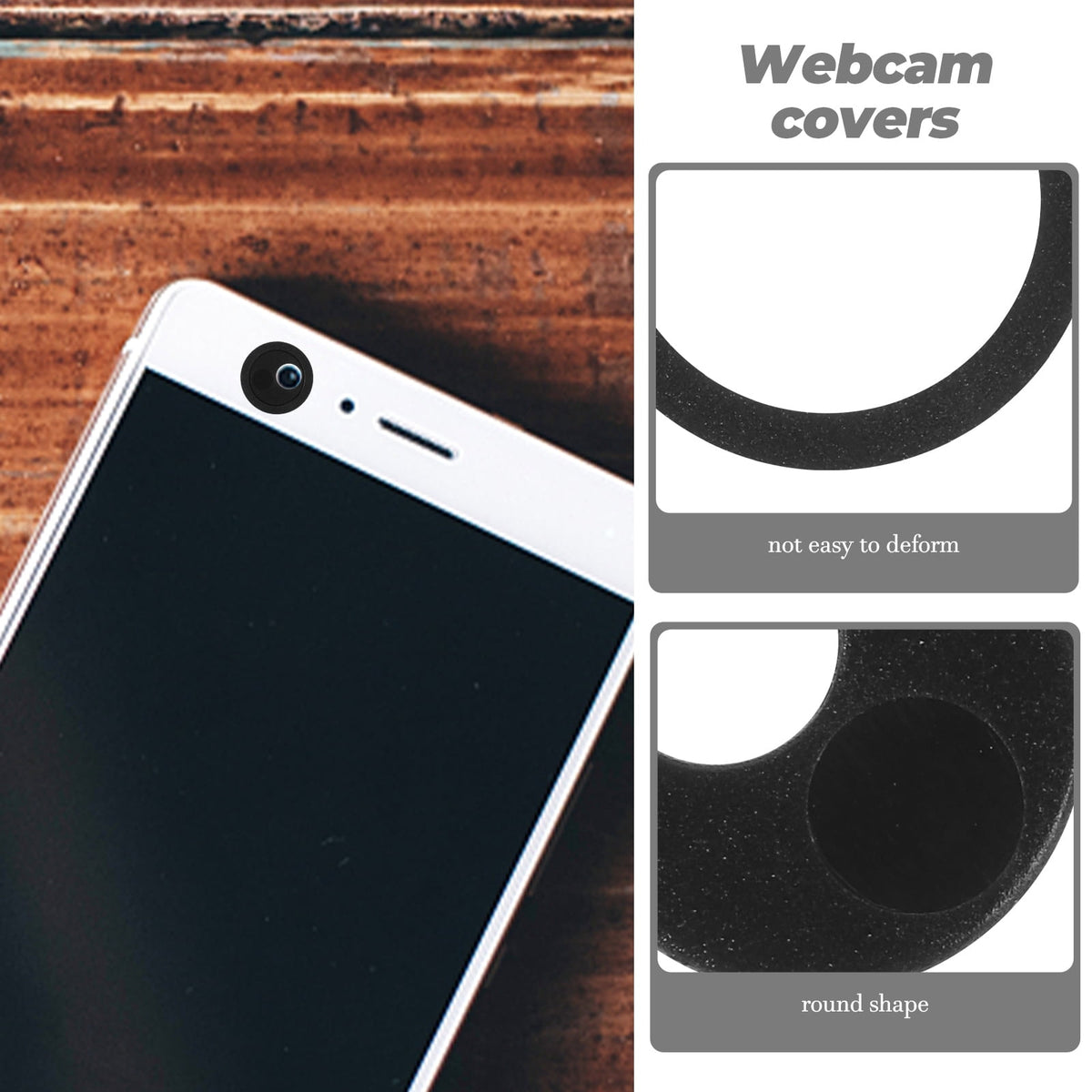Phone Camera Privacy Covers, 6-Pack Slide-Open Webcam Lens Protectors, Black - Image 5