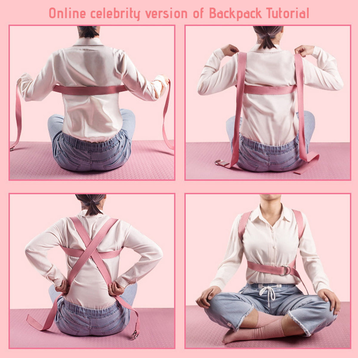 Cotton-Linen Yoga Strap with Double D-Ring Buckle, 98 in Non-Stretch Stretching Belt - Image 4
