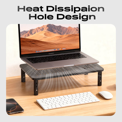 Metal Monitor Stand Risers, 2-Pack with 3 Adjustable Heights and Vented Platform - Image 2