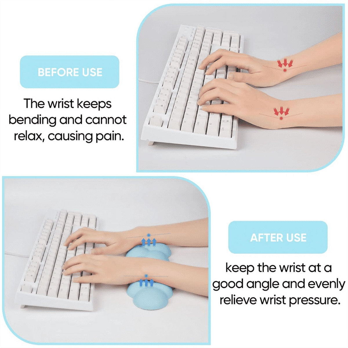 Cloud-Shaped Keyboard Wrist Rest, Memory Foam with PU Leather Cover, White - Image 5