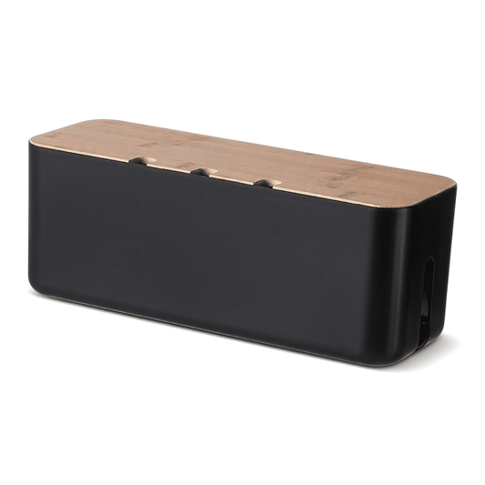 Cable Management Box with Bamboo Wood Lid, Power Strip Cord Organizer