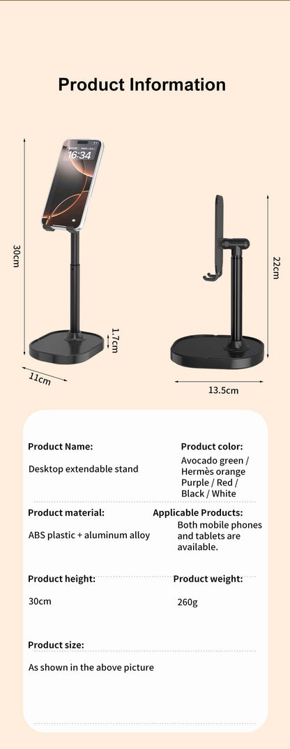 Adjustable Aluminum Phone Stand for Desk, Filming and Video Calls, Night Black - Image 3