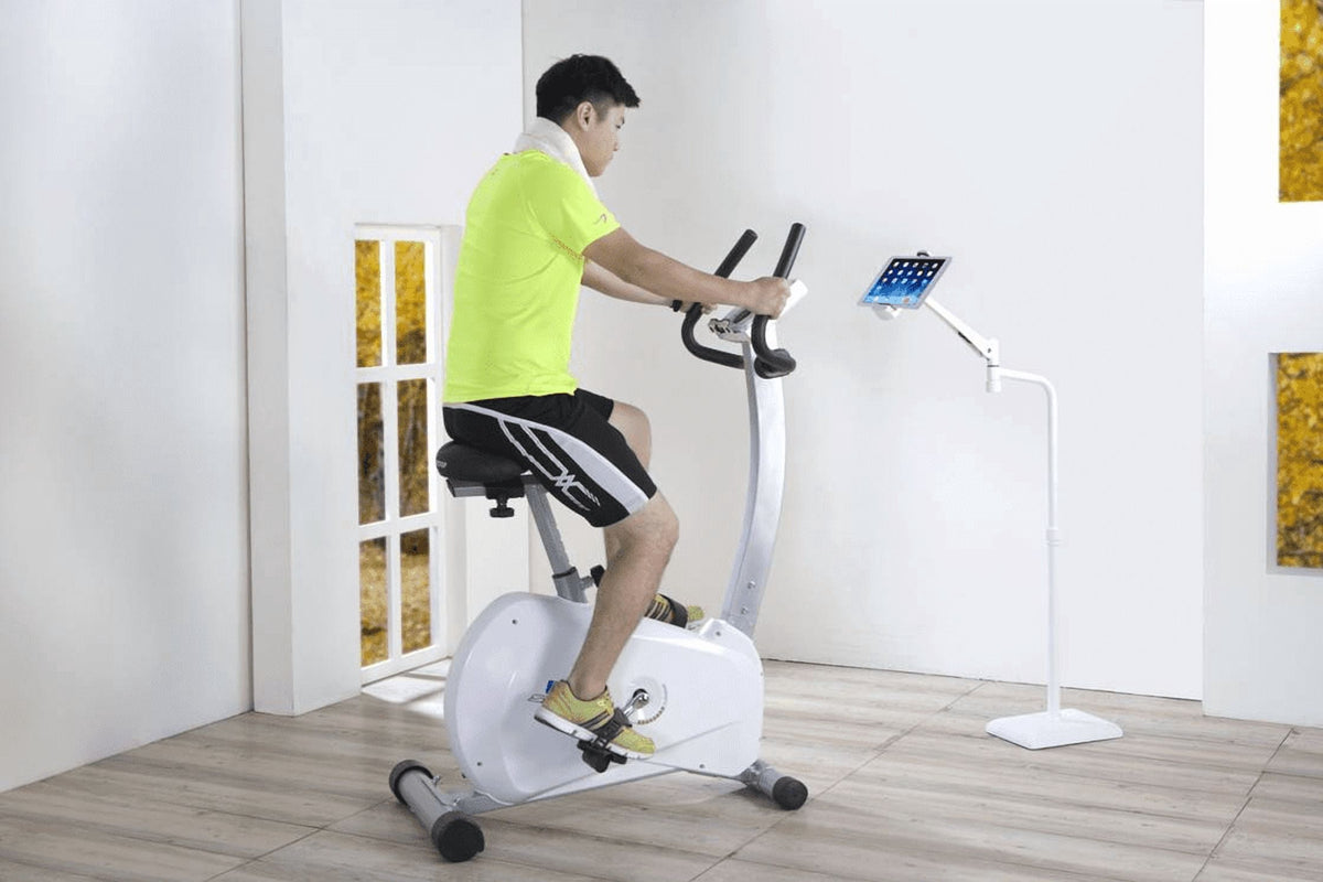 Height-Adjustable Tablet Floor Stand with 360° Gooseneck, White - Image 6