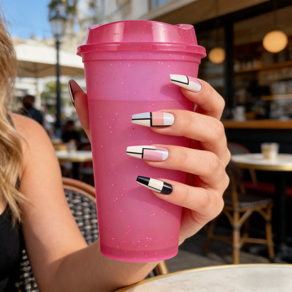 Reusable Glitter Tumblers, 12-Pack 16 oz Plastic Cups with Lids and Straws - Image 3