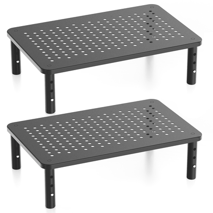 Metal Monitor Stand Risers, 2-Pack with 3 Adjustable Heights and Vented Platform