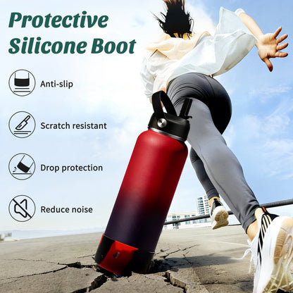 Insulated Water Bottle, 40 oz Stainless Steel with Straw Lid, Spout Lid and Boot - Image 6