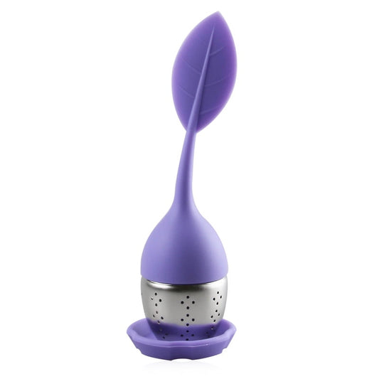 Silicone Tea Infuser with Stainless Steel Mesh Basket and Drip Tray, Purple