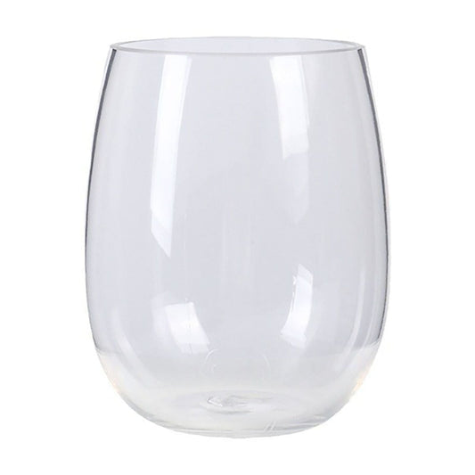 Shatterproof Plastic Wine Glass, 480 ml Egg-Shaped Stemmed Cup, Clear