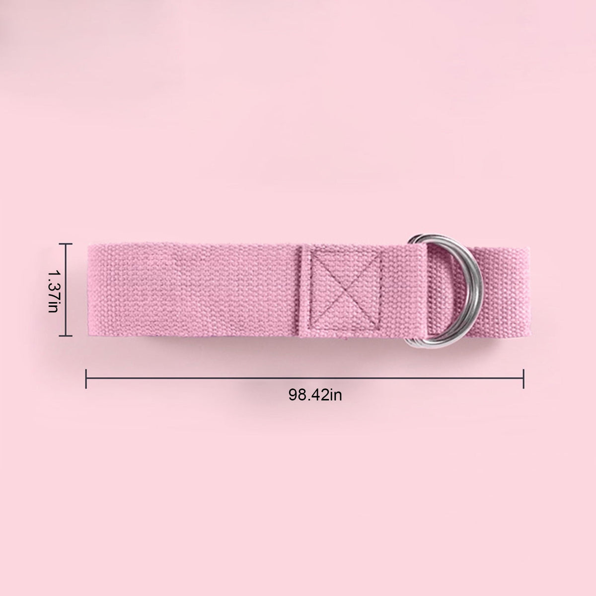 Cotton-Linen Yoga Strap with Double D-Ring Buckle, 98 in Non-Stretch Stretching Belt - Image 2