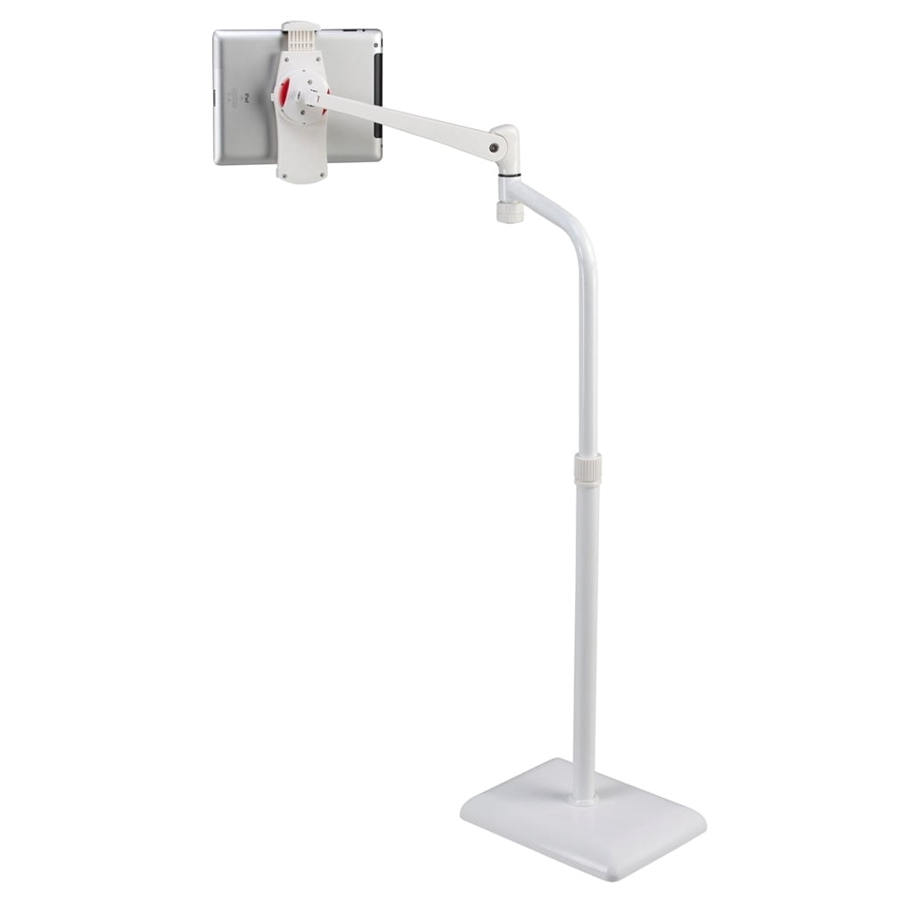 Height-Adjustable Tablet Floor Stand with 360° Gooseneck, White - Image 3