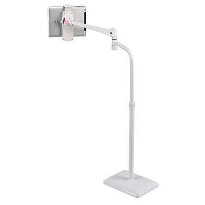 Height-Adjustable Tablet Floor Stand with 360° Gooseneck, White - Image 3