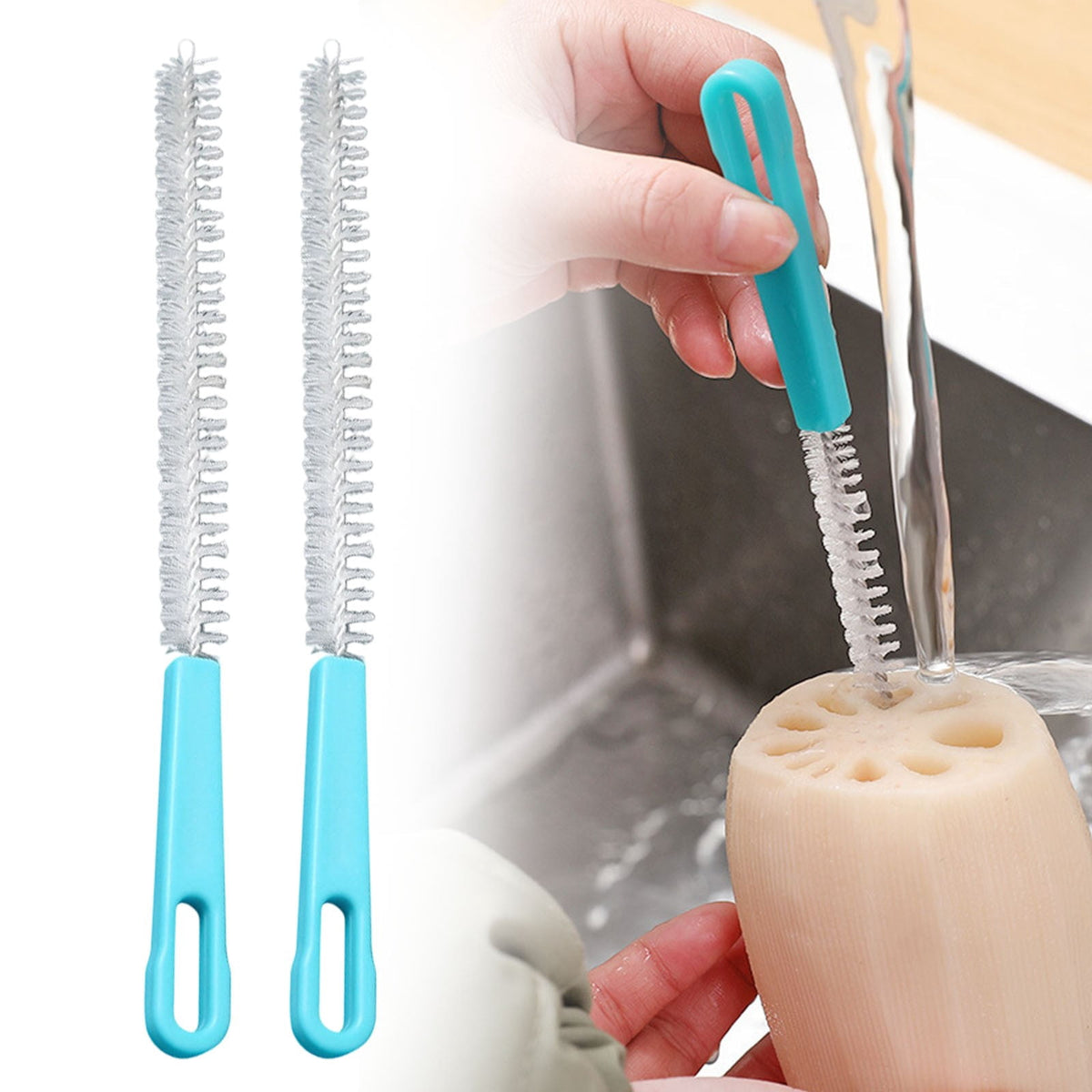Extra-Long Straw Cleaning Brushes, 8 in, Set of 2, Blue - Image 3