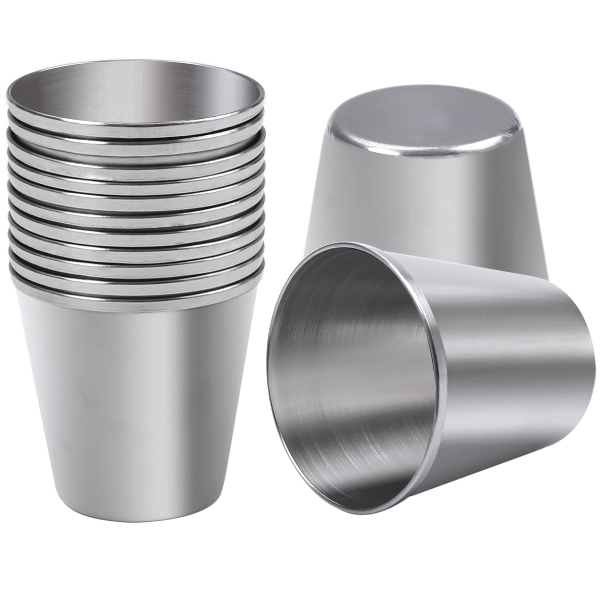 Stainless Steel Shot Glasses, 1.5 oz, Set of 12 Unbreakable Metal Cups