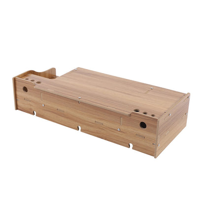 Wooden Monitor Riser with Locking Drawer and Phone Slot, Cherry Finish, 18.8 x 7.9 x 4.1 in
