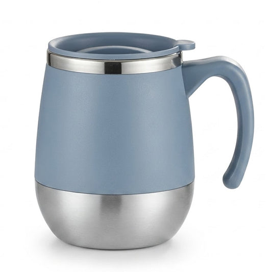 Insulated Stainless Steel Coffee Mug with Handle and Press-In Lid, 16 oz, Blue