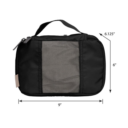 Compression Packing Cubes, 4-Piece Nylon Set with Expandable Mesh-Front Zippers, Black - Image 5