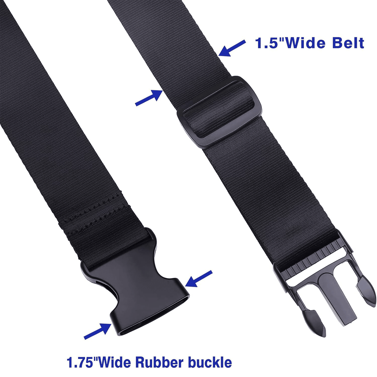 Adjustable Luggage Connector Straps, 3-Pack Heavy-Duty Nylon Suitcase Belts, Black - Image 6