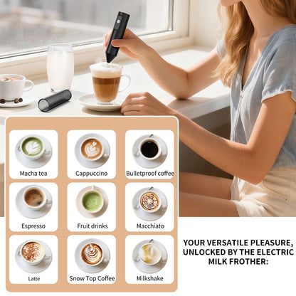 Handheld Milk Frother, USB-C Rechargeable with 3 Speeds and Double Whisk Head - Image 5