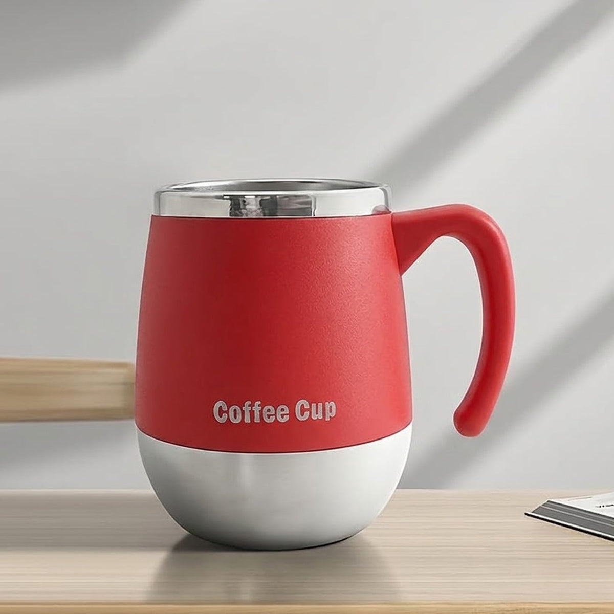 Insulated Stainless Steel Coffee Mug with Handle and Press-In Lid, 16 oz, Blue - Image 3