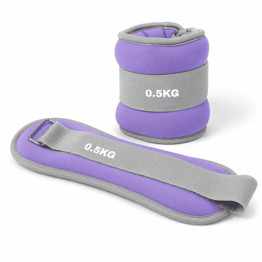 Adjustable Ankle and Wrist Weights, 1 lb Each (2 lb Pair), Purple and Grey
