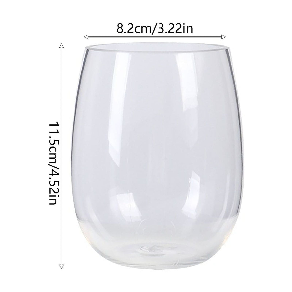 Shatterproof Plastic Wine Glass, 480 ml Egg-Shaped Stemmed Cup, Clear - Image 3
