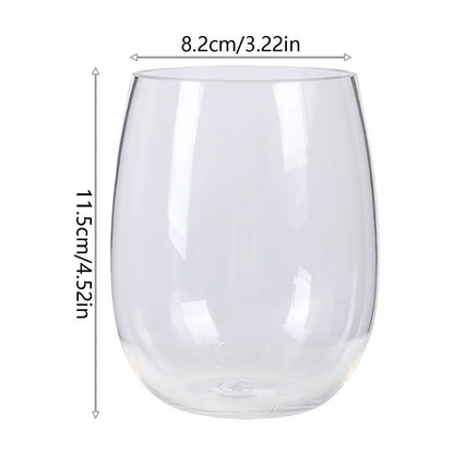Shatterproof Plastic Wine Glass, 480 ml Egg-Shaped Stemmed Cup, Clear - Image 3