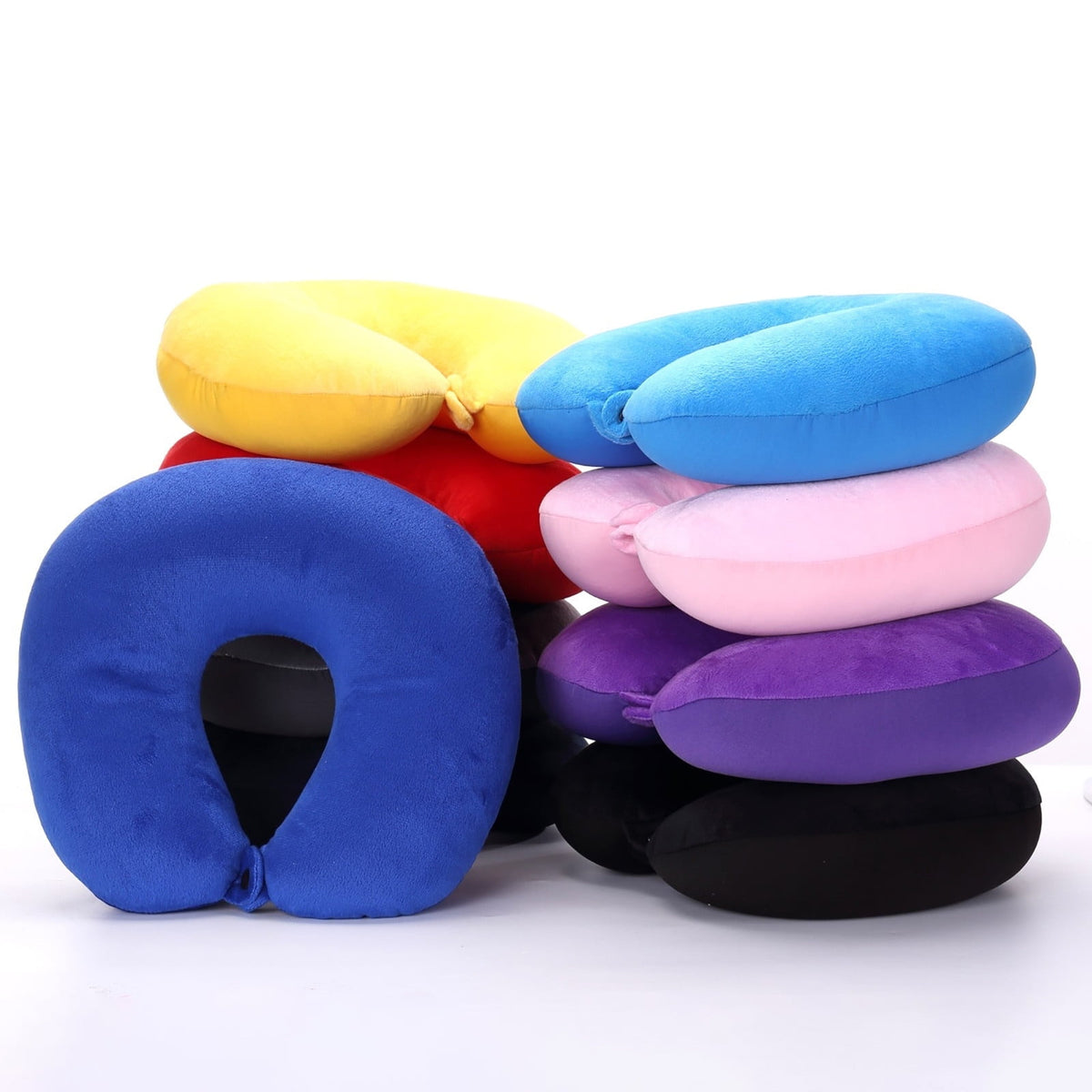 Memory Foam Travel Neck Pillow with Washable Cover and Adjustable Strap, Black - Image 3