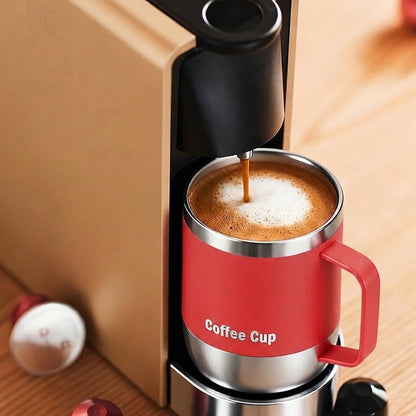 Insulated Stainless Steel Coffee Mug with Handle and Press-In Lid, 16 oz, Blue - Image 4